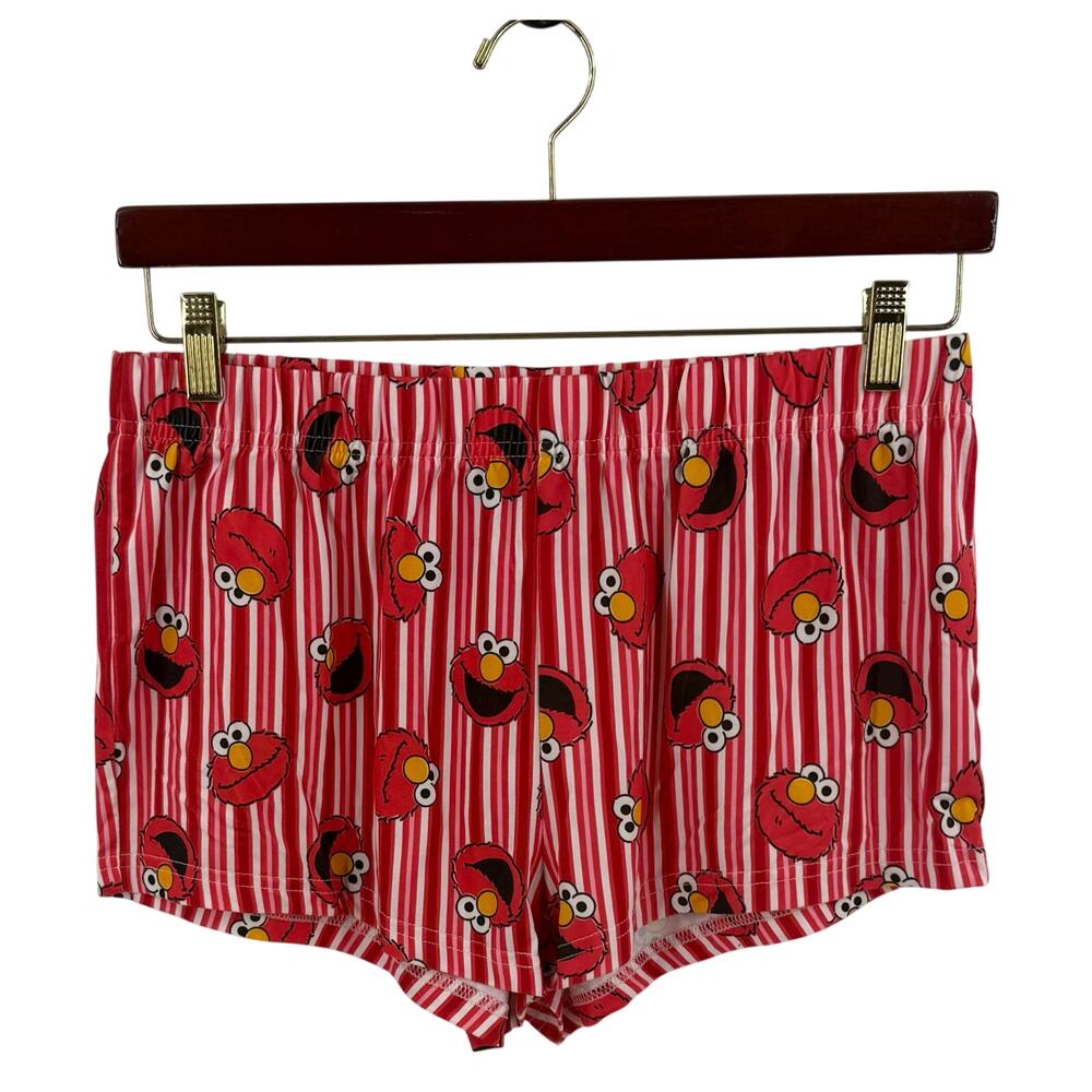 Sesame Street Womens Elmo Pajama Shorts Size Medium Red Striped PJs